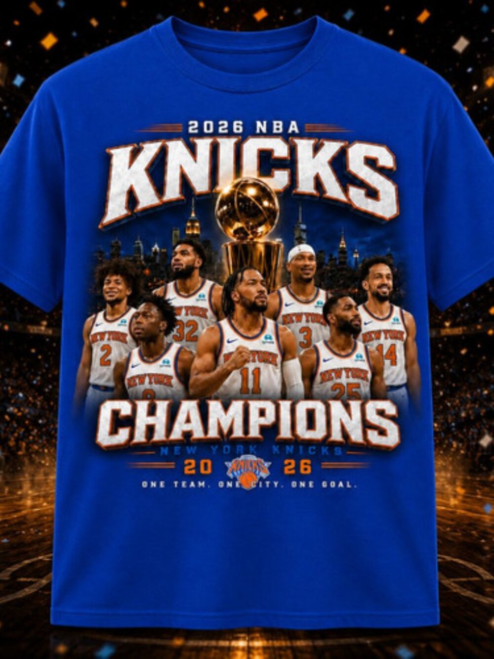 N.Y K.nicks 2026 N.B.A Champions T-Shirt Team Trophy Basketball Fan Tee  257